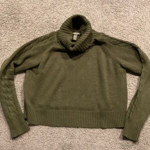 Charlotte Russe Vintage Y2K Green Cable Knit Turtleneck Sweater Shirt Top Y2K, L